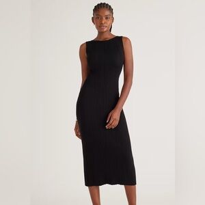 cotton cashmere ribbed sleeveless midi dress Quince Women's Cotton Cashmere Ribbed Sleeveless Midi Dress, Heather Charcoal, Medium Size